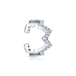 Zig Zag Natural Diamond Cuff, 14k Solid Gold Zig Zag Ear Cuff, Adjustable No Piercing, Minimalist Earring, Gift For Her.