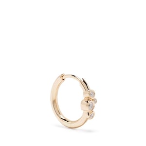 14k Gold Diamond Hoop Earring | Tiny Bezel Set Geometric Huggie | Single Hoop Earring for Women | Minimalist Fine Jewelry Gift.