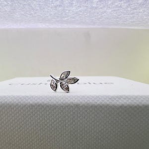 Diamond Vine Threaded Stud Earring, 14K Gold Marquise Diamond Leaf  Piercing,  Helix Piercing, Cartilage Tragus Stud.