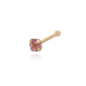 Pink Tourmaline Gem Nose Stud, 14k Gold Cartilage Helix Conch Piercing, Threaded Labret Nostril,  Minimalist Nose Jewelry, Gift For Her.