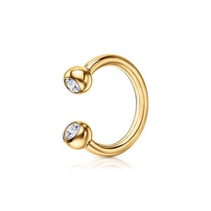 14K Gold Horseshoe Septum Piercing, 16g Body Jewelry,, Diamond Septum Nose Ring, Conch Earring, Gift For Women.
