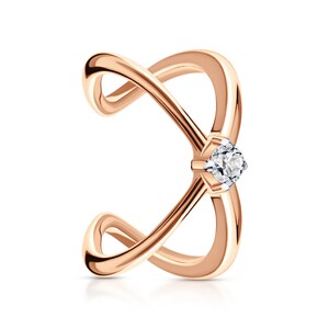Criss Cross Conch Ear Cuff, Diamond X ear cuff In 14k Gold, Double Lines Ear wrap, Cross Ear Cuff, Beautiful jewelry.