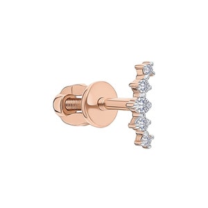 14K Gold Diamond Stud Earring – Tiny Solid Gold Stud – Minimalist Earring for Women – Everyday Real Diamond Jewelry Gift
