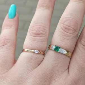 14k Solid Gold Single Baguette Diamond Ring, Diamond Wedding Band, Baguette Ring, Minimalist Band, Unique Gift For Her.