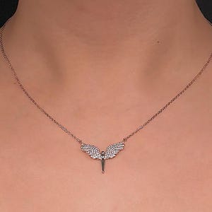 Collar de diamantes de ángel de alma pura - Colgante de alas de ángel de oro de 14 k - Collar de alas delicadas - Joyería vintage - Regalo de cumpleaños para niñas.