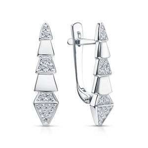 Bulgari Diamond Serpenti Viper Earring | Geometric Drop Earrings | Diamond Pave Dangle Hoop | Modern Latch Back Earring |  Gift for Her.