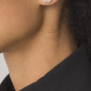 14K Gold Diamond Cluster Stud Earrings • Curved Diamond Climber Earrings • Dainty Multi-Stone Earrings • Elegant Bridal Jewelry Gift for Her