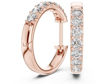14K Gold Diamond Huggie Hoop Earrings | Round Pave Diamond Hoops | 10mm Small Huggies | Everyday Fine Jewelry | Poison | Cushion blue