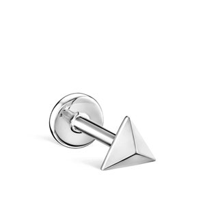 14k Gold Pyramid Labret Cartilage, Triangle Tragus  Piercing, Flat Back Earring, Dainty Piercing, Gift For Friend.