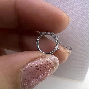 14K Gold Daith Earring ,Diamond Septum Ring, Conch Earring, Septum Piercing, Helix Piercing, Nose Hoop, Unique Gift for Her.