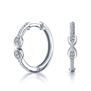 Diamond Infinity Huggie Hoop Earring, Infinity Hoop Earring, Fashion Small Hoops with Pave-Set Diamonds Click Backing Earring, Gift For Her.