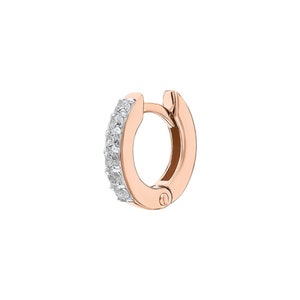 14k Gold Huggie Hoop Earring, Pave Elegant Ear Jewelry, Single Clear Stone Hoop for Cartilage, Lobe Piercing Gift For Her By Cushionbluellc.
