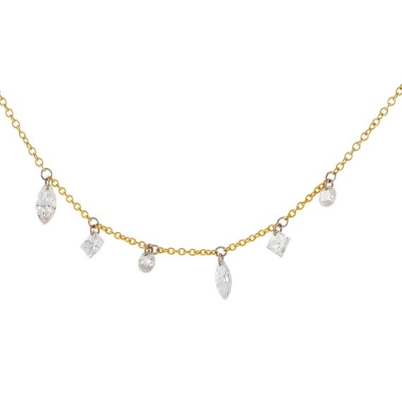 14K Multi Shape Yellow and White Diamond Necklace – picntell