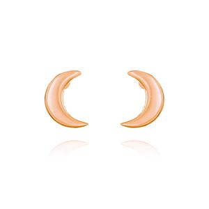 14k Gold Moon Earring, Crescent Half Moon Stud, Sierlijke Stud, Minimalistische alledaagse oorbellen, Cadeau voor moeder.