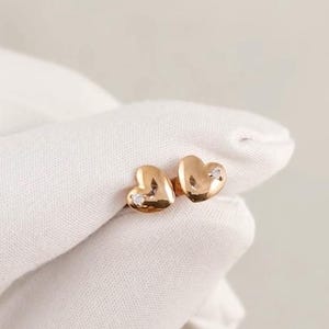 Heart Shape Solitaire Stud Earring, 14K Gold Heart Diamond  Earring, Dainty Stud, Women Jewelry,  Gift For Valentine.