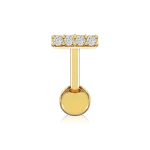 14k Gold Tiny Straight Bar Earring, Bar Stick Ball Earrings, Short Pipe Ear Piercing, Helix  Tragus Piercing, Gift For Her.
