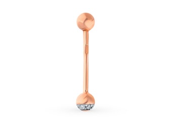 Gold Tongue Barbell Ring, Diamond Accent Belly Button Piercing, Curved Oral Body Jewelry, Navel Bar Gift For Her Cushionblue Jewels.