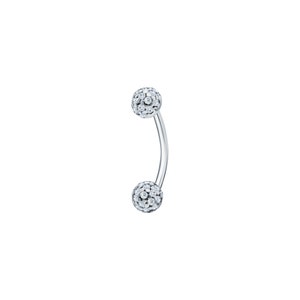 14k Gold Pave Dome Belly Ring, Diamond Ball Curved Piercing, Banana Belly, (daith, rook, cartilage, eyebrow) Piercing.