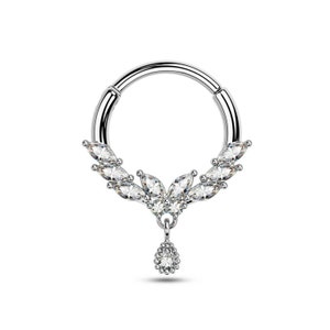14K Gold Butterfly Septum Ring Dangle Hoop| Dainty Conch Helix Daith Piercing| Cute Nose Ring Jewelry| Cartilage Hoop Earring| Gift for Her.
