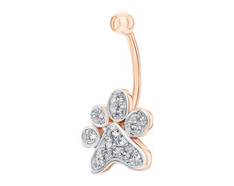 Paw Print Belly Button Ring | Gold Navel Jewelry | Sparkling Pet Lover Gift | Unique Animal Piercing | Gift For Her / Cushionblue Jewels.