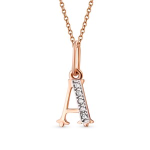 Collar inicial de diamantes de oro de 14K, collar de diamantes del alfabeto, colgante de letras personalizado, hermoso regalo colgante para especial.