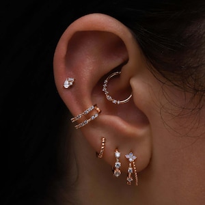Marquise Diamond Daith Clicker Hoop, 14k Gold Septum Earring, Cluster Diamond Clicker Hoop, Helix Piercing, Conch Jewelry, Gift For Women.