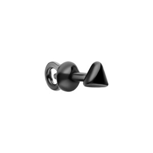 14K Gold Black Triangle Stud Earrings, Tiny Black Silver Earrings, Cartilage Tragus Piercing, Geometric Jewelry Gifts.