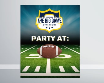 Printable Superbowl Party Sign, Fill in Party Time Sign, Game time sign digital download