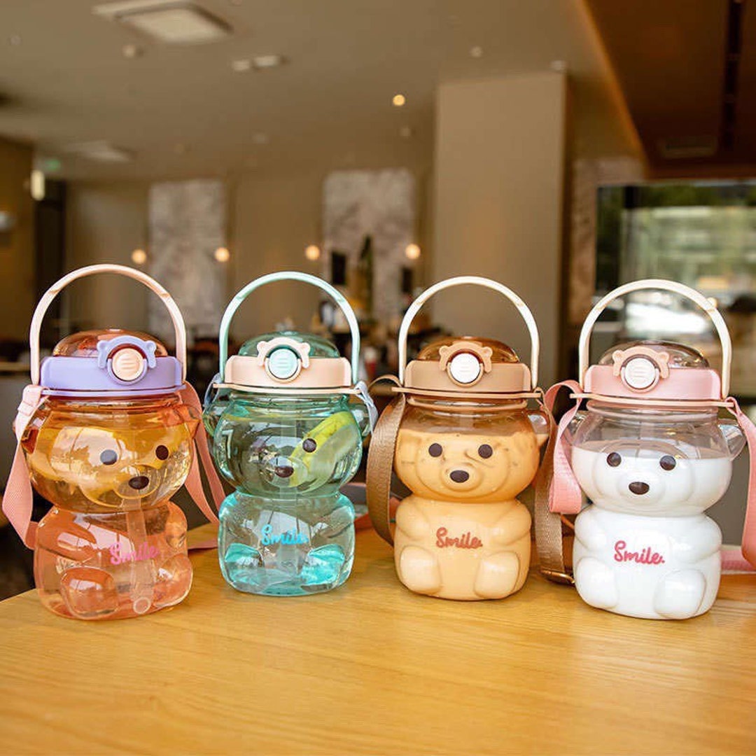 Kawaii Bear Shaped Water Bottle 34 Oz 1,000 Ml With Phone Holding Lid ...