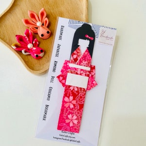 Handmade Kimono Doll Origami Bookmark, Geisha washi bookmark for women, reader book lover teacher gift, Japanese art unique gift for her him
