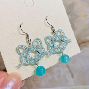 Japanese Mizuhiki Cat Earrings, Handmade Statement Jewellery, Cat Lover, Unique One of a kind Gift, Birthday Mothers Day gift for her women