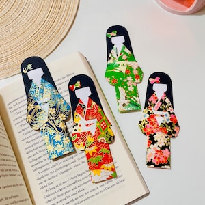 Handmade Kimono Doll Origami Bookmark, Geisha bookmark for women, reader book lover gift, Japanese art craft unique unusual gift for her him