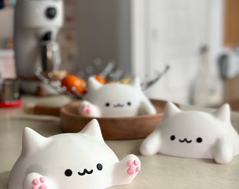 Kawaii blob cat, decorative object, cute cat head, kawaii kitten for interior decoration