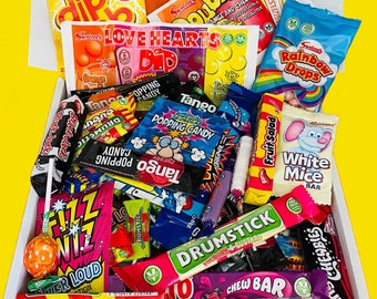 Retro Sweets Gift Box up to 1.4KG | Personalised Hamper filled with Pick N Mix | Birthday gift, anniversary gift, thank you! Free postage