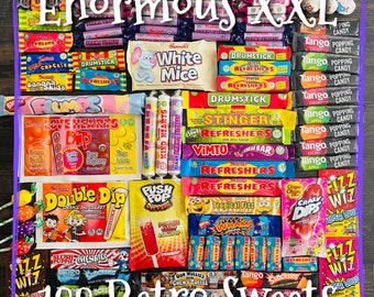 Enormous Retro Sweets Gift Box with 100 sweets | Personalised Hamper filled with sweets | A fantastic Birthday gift, Christmas gift and more