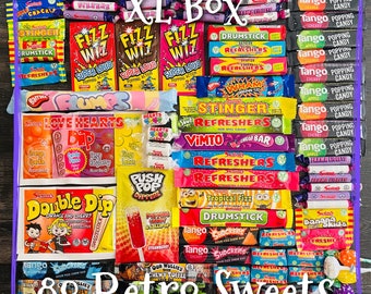 Extra Large Retro Sweets Gift Box with 80 sweets | Personalised Hamper filled with sweets | A great Birthday gift, Christmas gift and more