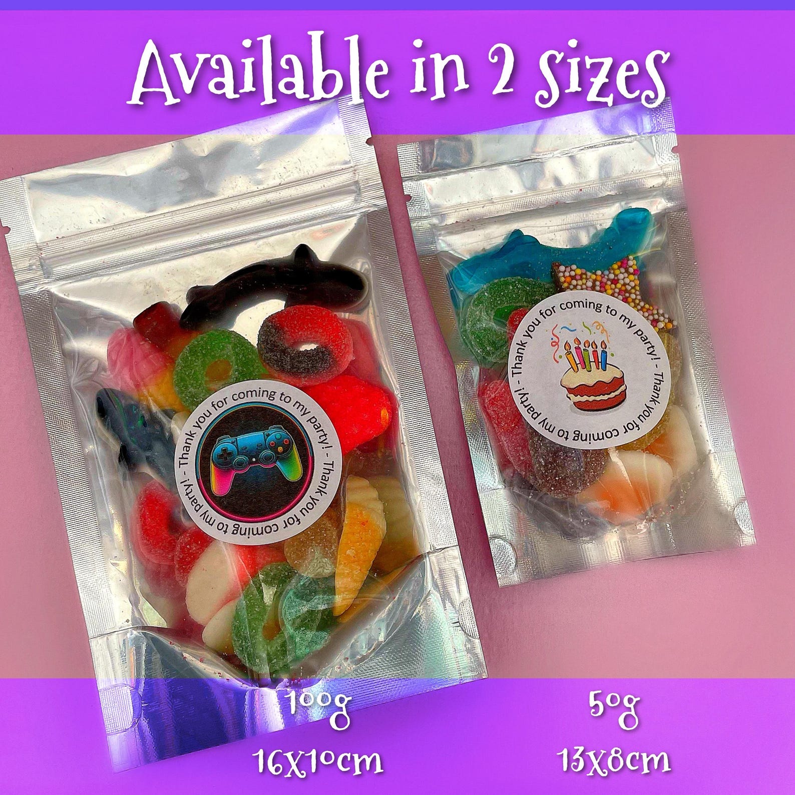 Birthday Party Bag Sweet Pouches | Personalised Kids Party Bag Filler ...