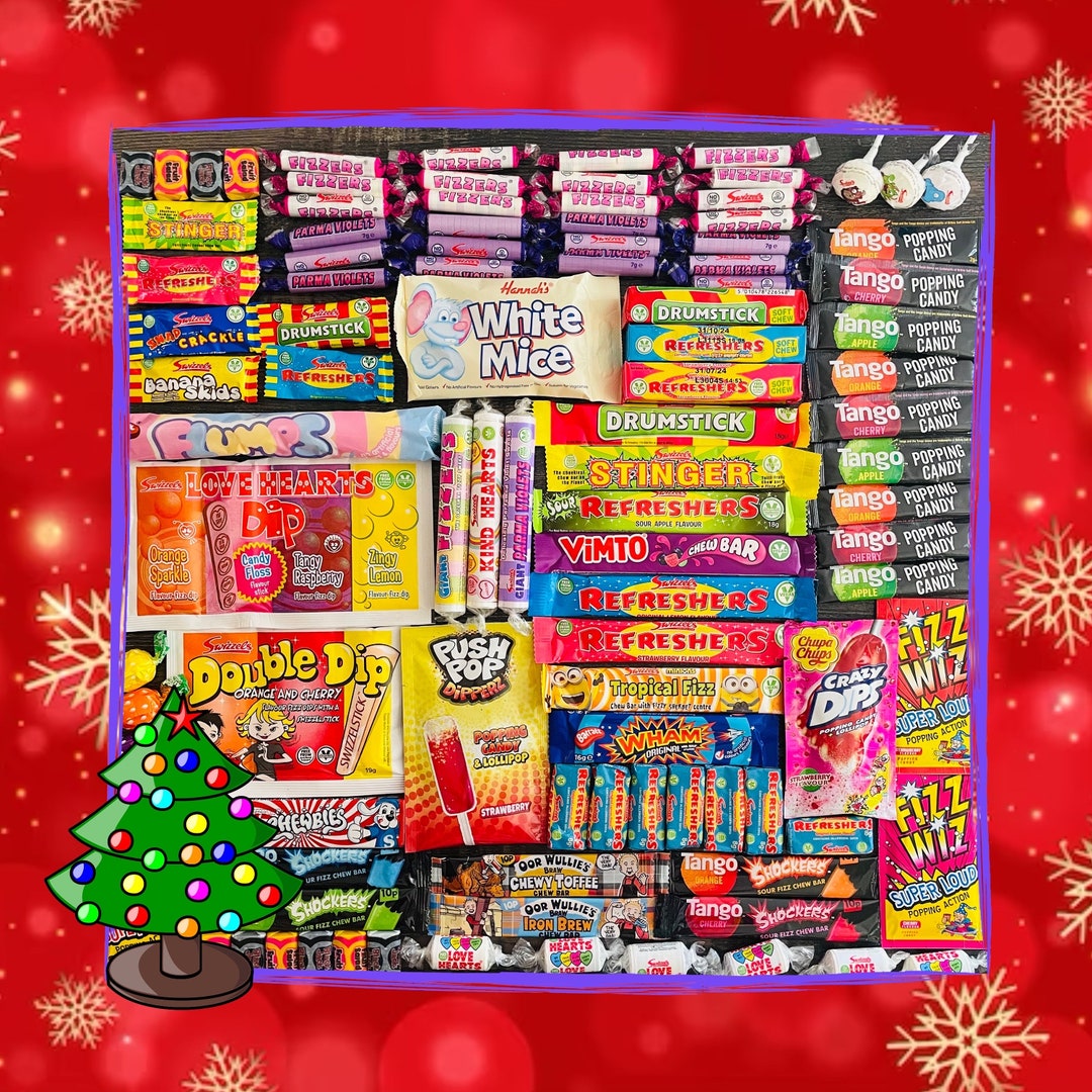 Christmas Retro Sweets Gift Box up to 1.4KG and 100 Sweets Personalised