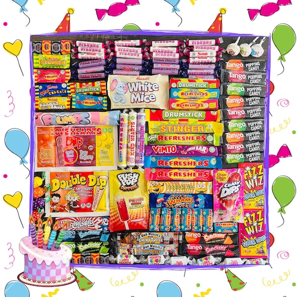 Birthday Retro Sweets Gift Box up to 1.4KG and 100 sweets | Personalised Hamper filled with Pick N Mix | The perfect Birthday present!
