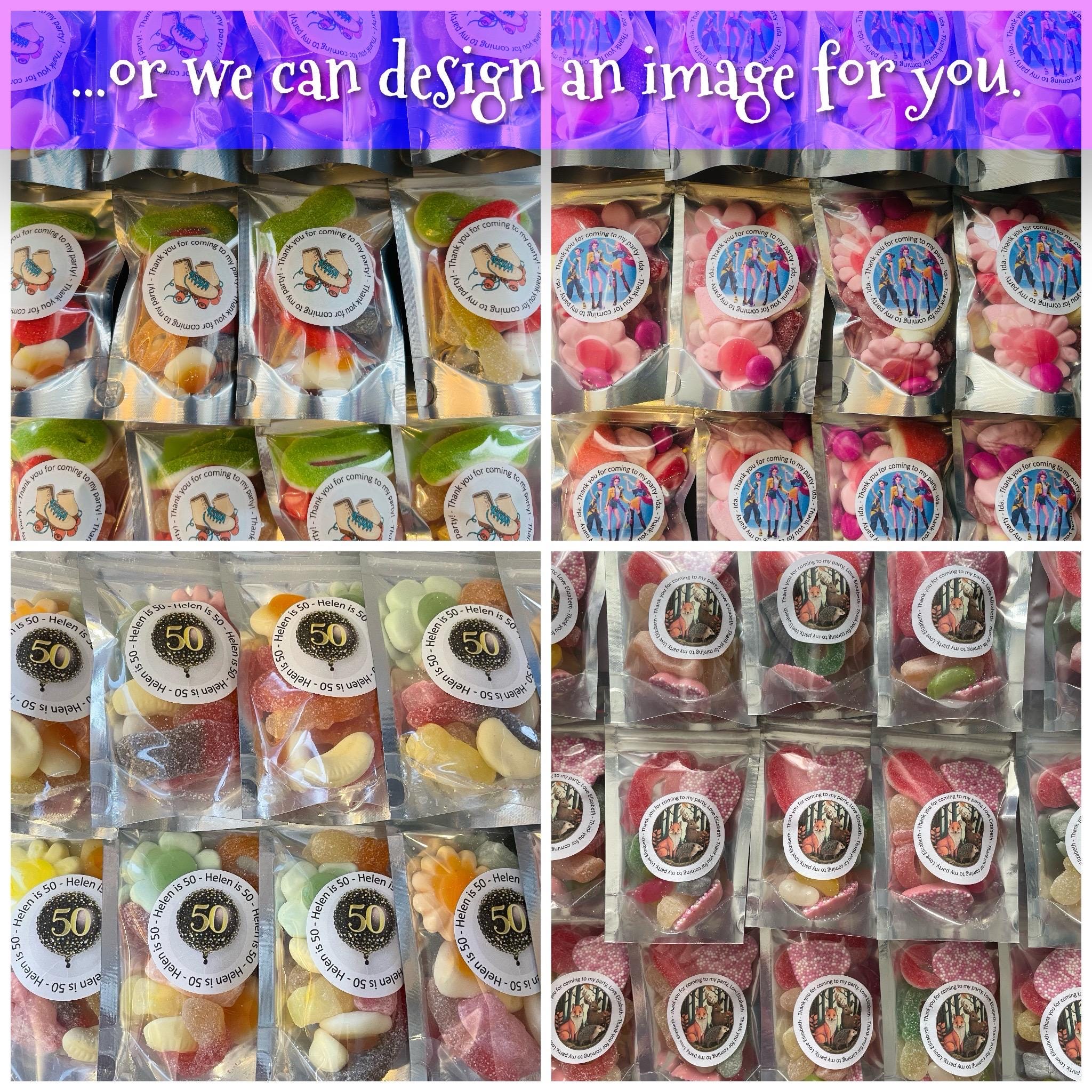 Birthday Party Bag Sweet Pouches | Personalised Kids Party Bag Filler ...