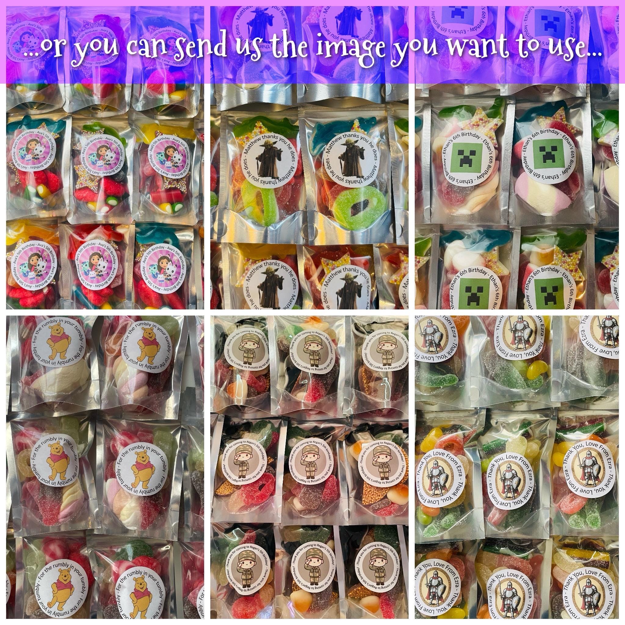 Birthday Party Bag Sweet Pouches | Personalised Kids Party Bag Filler ...