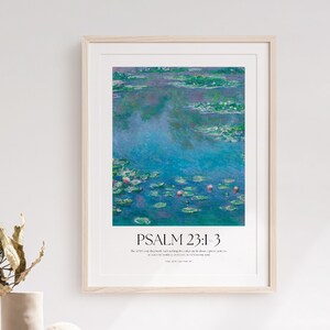 Printable Romans 23 Bible Verse Christian Artwork, Claude Monet Water Lilies Wall Art, Modern Christian Art, Christian Gift, Vintage Decor