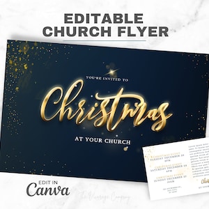 Church Flyer for Christmas, Done For You Canva Template, Christmas Events Flyer, Church Service Flyer, Christian Holiday Event Advertisement