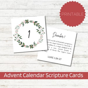 Christmas Advent Scripture Cards Printable Christian Bible Advent ...