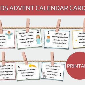 Kinder Krippe Adventskalender Schrift Karten Printable Digital Download Weihnachts Countdown Bibel Vers Familie Adventskarten