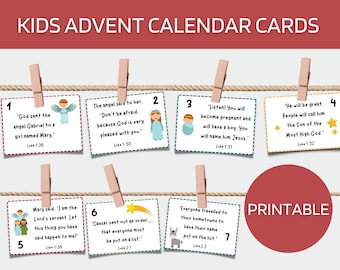 Printable Advent Cards, Christmas Countdown, Scripture Cards, Nativity ...
