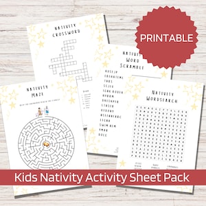 Printable Christmas Activity Sheets for kids / Nativity for kids /Instant Download / Bible Story Activities