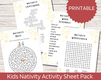 Printable Christmas Activity Sheets for kids / Nativity for kids /Instant Download / Bible Story Activities