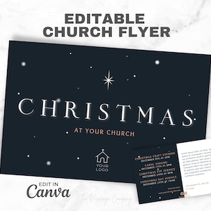 Church Flyer for Christmas, Done For You Canva Template, Christmas Events Flyer, Church Service Flyer, Christian Holiday Event Advertisement