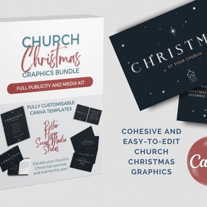 Christmas Church Graphics Bundle - Flyer, Poster, Social Media & Slides, Done For You Canva Templates for Christmas Events and Services